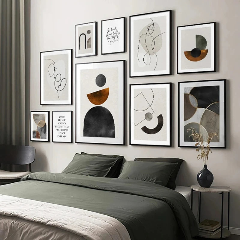 Skandinavische Minimalistische Geometrische Dunkle Neutrale Farben Wandkunst Fine Art Leinwanddrucken Moderne Abstrakte Bilder Für Wohnzimmer Wohnkultur | Brehn