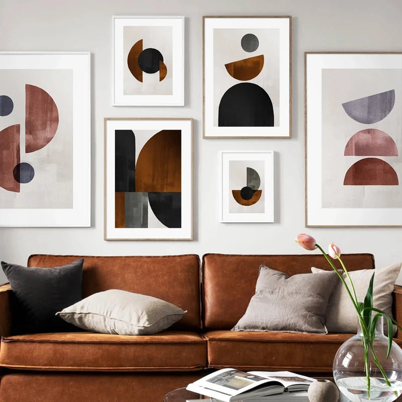Skandinavische Minimalistische Geometrische Dunkle Neutrale Farben Wandkunst Fine Art Leinwanddrucken Moderne Abstrakte Bilder Für Wohnzimmer Wohnkultur | Brehn