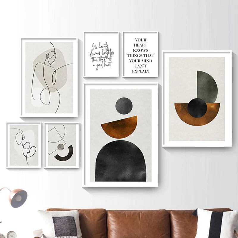 Skandinavische Minimalistische Geometrische Dunkle Neutrale Farben Wandkunst Fine Art Leinwanddrucken Moderne Abstrakte Bilder Für Wohnzimmer Wohnkultur | Brehn
