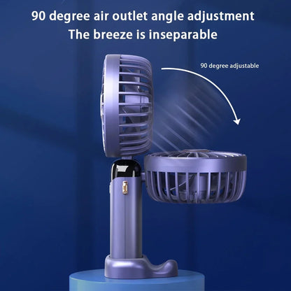USB Handheld Mini Ventilator Faltbar Tragbare Hals Hängende Ventilatoren 5 Geschwindigkeiten USB Wiederaufladbarer Ventilator mit Telefonständer und Display | Brehn
