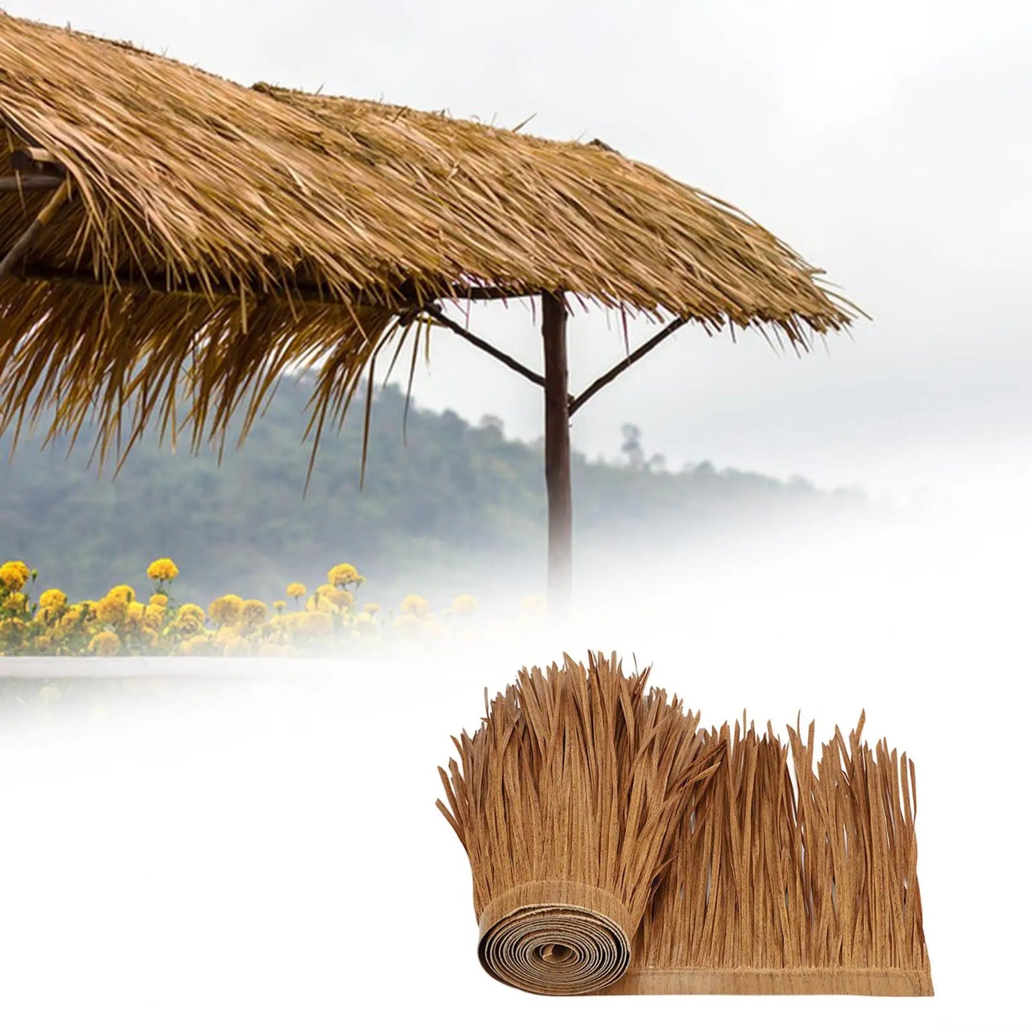 Brehn | TROPISHIELD Künstliches Palmendach | UV-beständig & wetterfest | 100×50 cm | Für DIY-Dächer, Sonnenschirme, Tiki-Bars & Gartenhütten