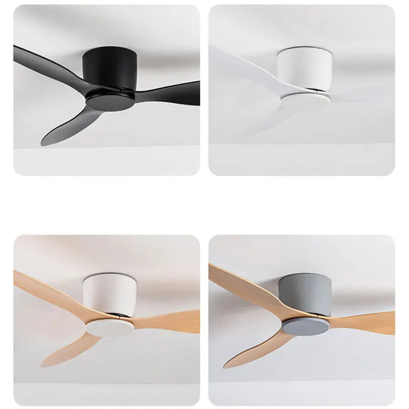 42-52 Zoll Deckenventilatoren mit DC-Motor — Fernbedienung Niedrigboden Kühlventilatoren, ohne Licht, weiße Holz- & schwarze Optionen | Brehn