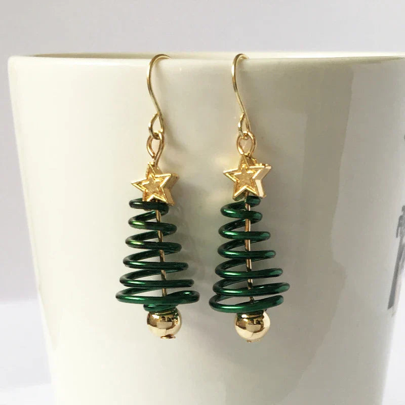 Brehn | Spiral Weihnachtsbaum Dangle Ohrringe