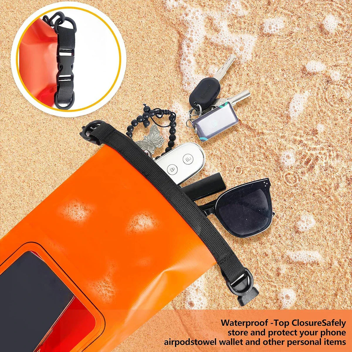 Brehn | AquaVault Wasserdichter Dry Bag 2L | Mit Touchscreen-Fenster | Outdoor-Tasche für Kajakfahren, Trekking & Wassersport