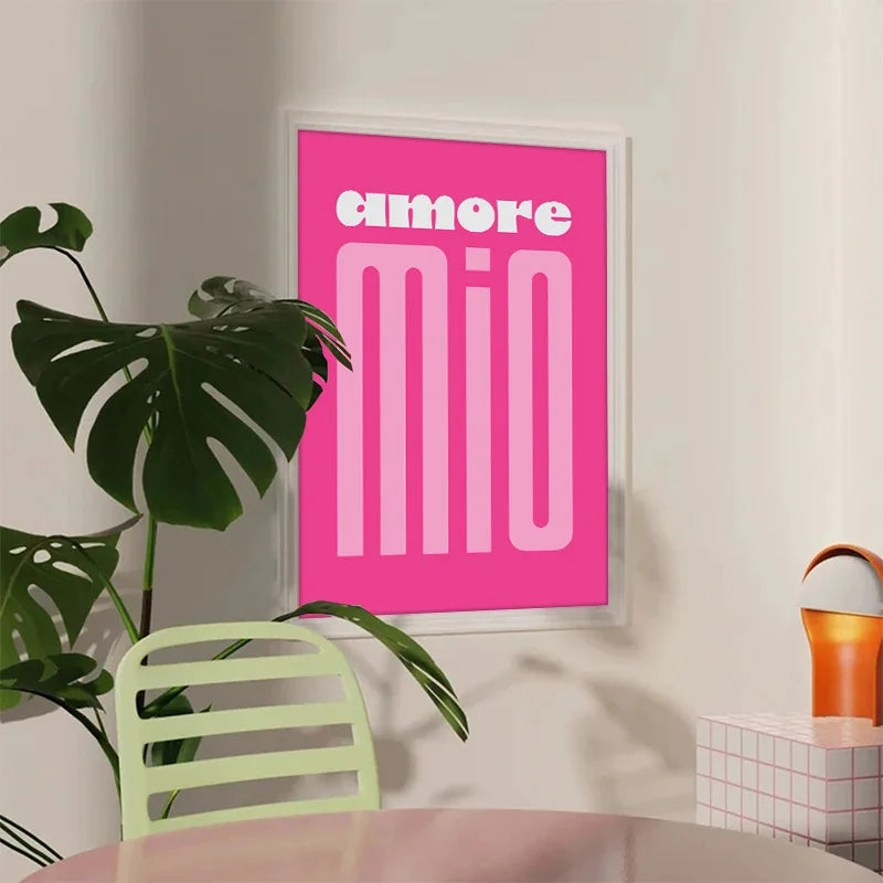 Pink Retro Liebe Zitat Wandkunst Feine Kunst Leinwanddrucke Typografische Bilder Für Schlafzimmer Wohnzimmer Hotelzimmer Modernes Apartment Wandkunst Dekor | Brehn