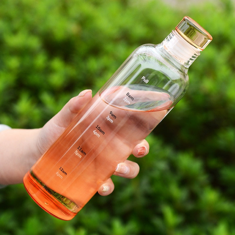 Brehn | Zeit Skala hitzebeständiger Glas Wasserflasche