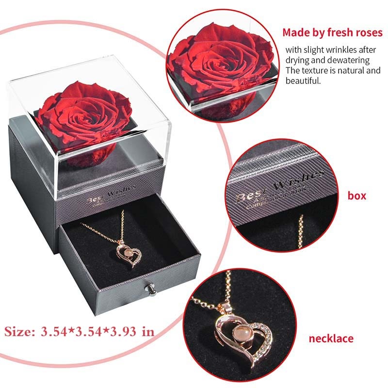 Brehn | Natürliche ewige Rose Halskette Schmuckbox