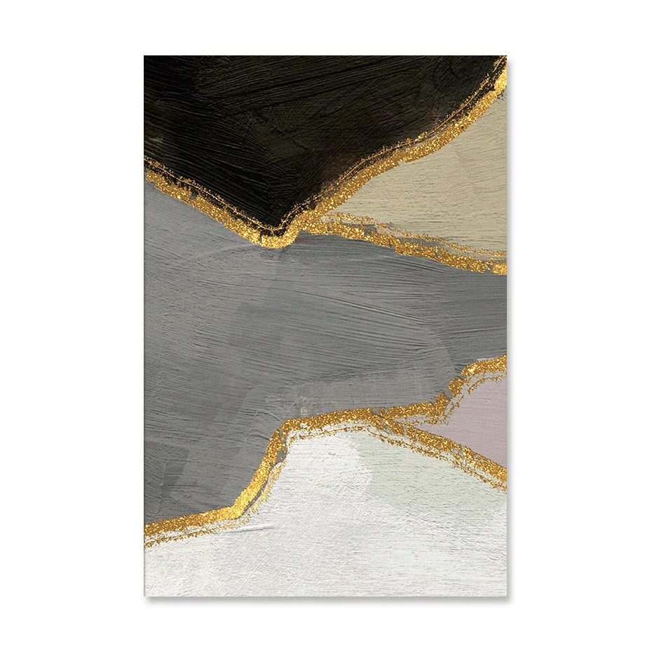 Abstrakte Blockfarbe Wandkunst Schwarz Grau Beige Golden Fine Art Leinwanddrucke Bilder Für Modernes Apartment Wohnzimmer Zeitgenössische Wohnkultur | Brehn