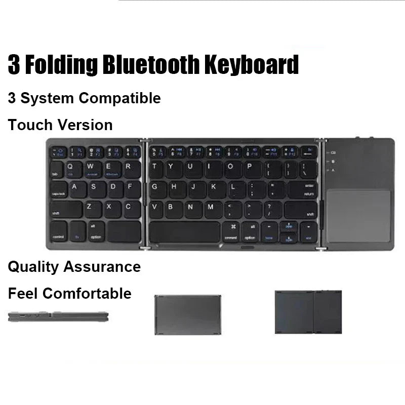 Drahtlos faltbare Bluetooth-Tastatur mit Touchpad – Kompakt, vielseitig und ultra-portabel | Brehn