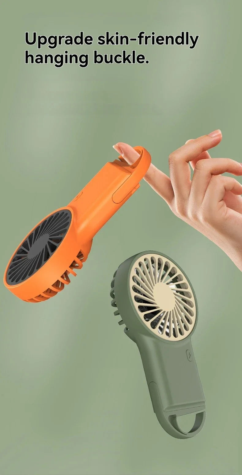 Neuer faltbarer USB wiederaufladbarer Mini-Ventilator | Handventilator für den Schreibtisch mit Cartoon-Design & Haken für Outdoor-, Heim- & Bürogebrauch | Brehn
