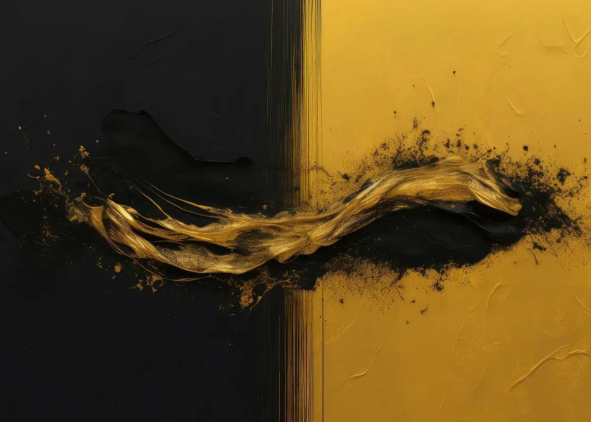 Moderne Fließende Geometrie Schwarzes Goldenes Abstraktes Wandkunst Feine Kunst Leinwanddrucke Bilder Für Wohnzimmer Esszimmer Home Office Dekor | Brehn