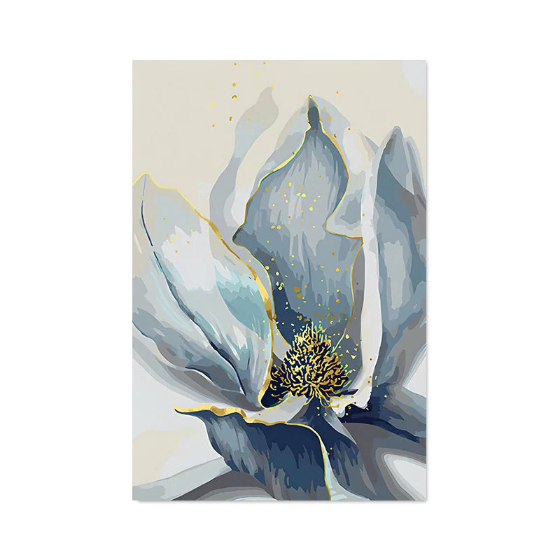 Big Blue Petal Florale Wandkunst Fine Art Leinwanddrucke Moderne Botanische Abstrakte Bilder Für Wohnzimmer Schlafzimmer Esszimmer Kunstdekor | Brehn