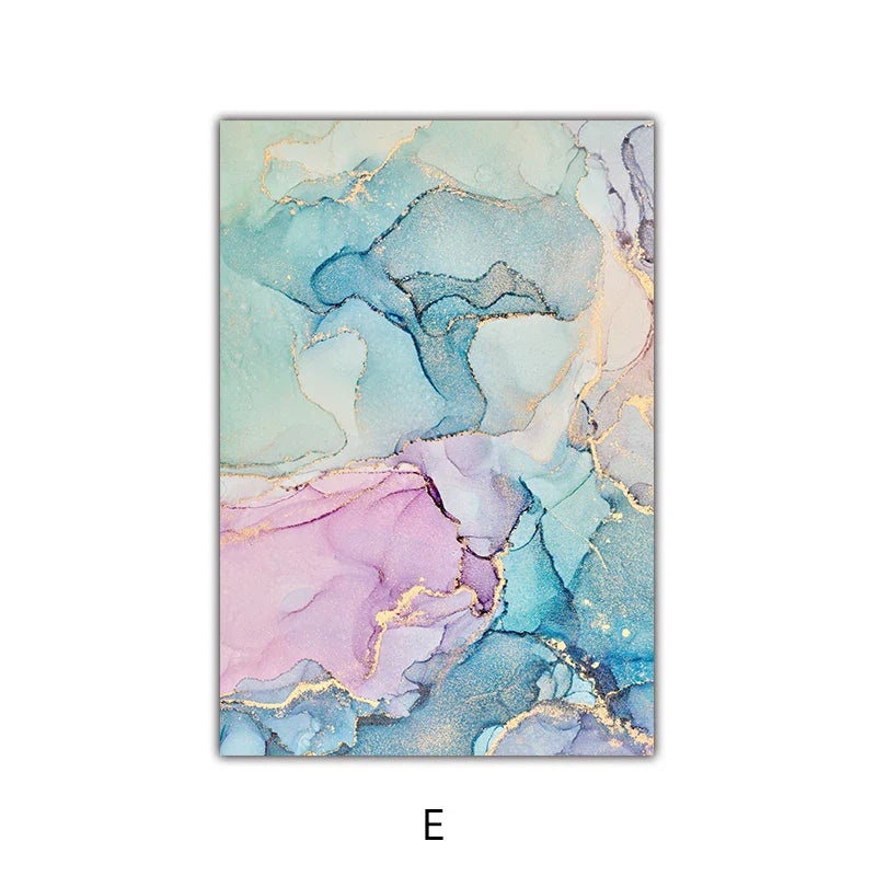 Bunte Schattierungen von Pink Blau Jade Flüssig Marmor Druck Wandkunst Feine Kunstleinwand Drucke Bilder für Wohnzimmer Schlafzimmer Hotel Salon Kunst Dekor | Brehn