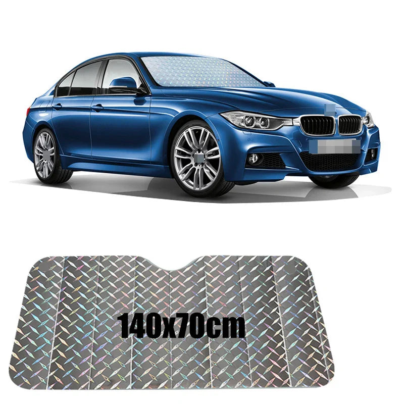 Brehn | SOLVEX Auto-Sonnenblende | UV-Schutz & Hitzeschutz für Front- und Heckscheibe | Alufolie reflektierend | Universell passend