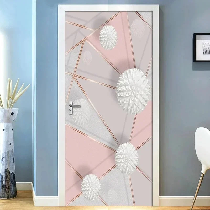 Moderne abstrakte Perlen geometrische Türaufkleber Mural abnehmbar PVC Vinyl Peel N Stick Wandkunst Mural Dekor für Innentüren Kreative DIY Wohnkultur | Brehn