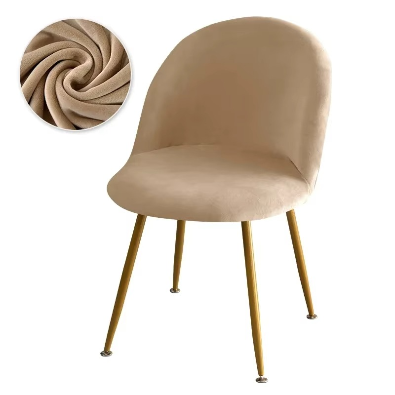 Elastische Samt-Stuhlhussen – Stretch-Stuhlhussen mit niedriger Rückenlehne für Ess- und Schminkstühle