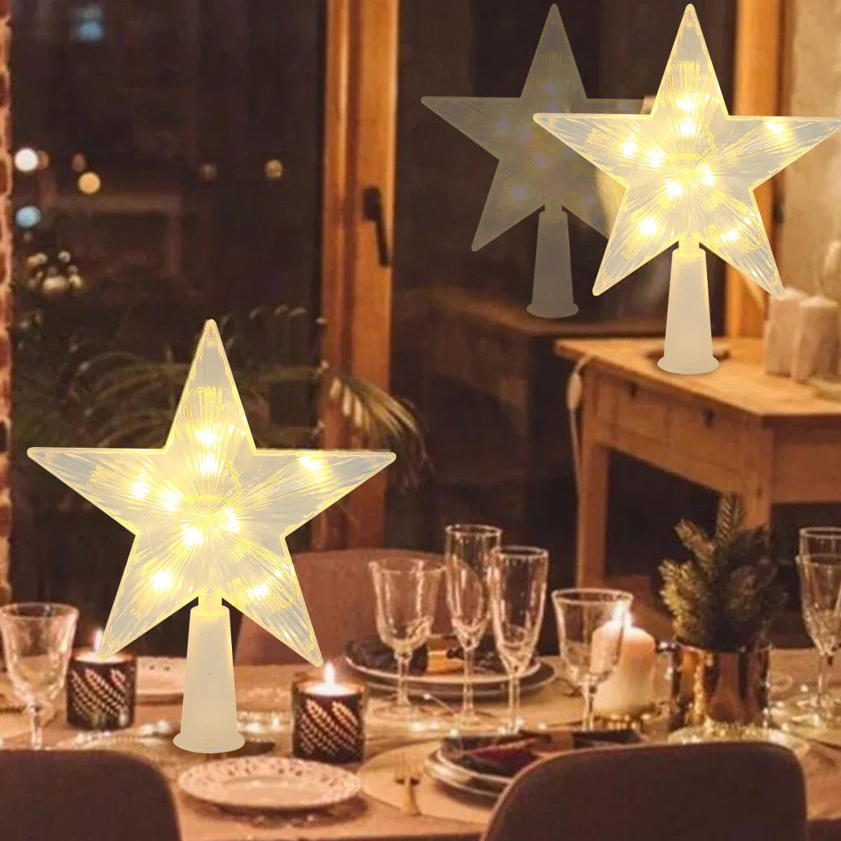 Leuchtender Weihnachtsstern – LED Beleuchtete Baumspitze für Weihnachtsbaum, Funkelnder Christbaumschmuck für festliche Beleuchtung und elegante Deko | Brehn