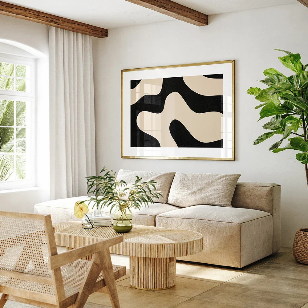 Moderne abstrakte formschöne schwarze minimalistische Wandkunst Fine Art Leinwanddrucke Bilder für moderne Wohnung Wohnzimmer Esszimmer Kunst Dekor | Brehn