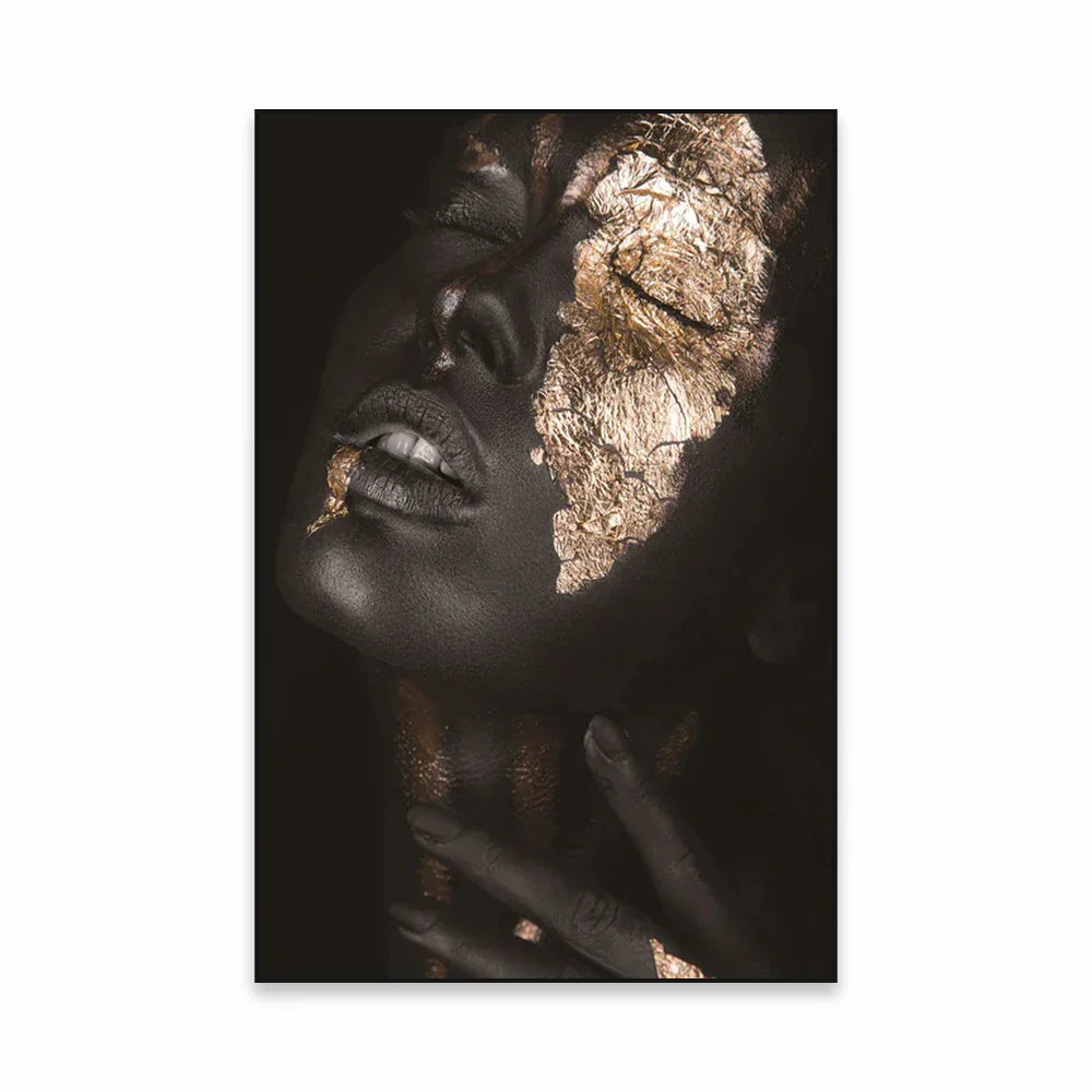 Golden Girl Fashion Wandkunst Fine Art Leinwanddrucke Moderne Abstrakte Porträtbilder Für Wohnzimmer Schlafzimmer Boutique Salon Kunstdekoration | Brehn