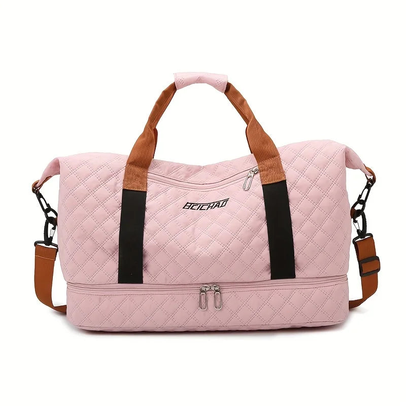 Brehn | Travessia Reisetasche mit Schuhfach | Große Kapazität & Rautenmuster | Nylon Wochenendtasche für Sport, Kurzreisen & den Alltag