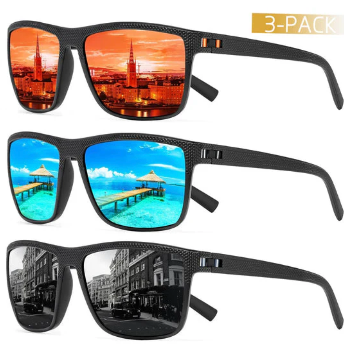 ZichtZeker 3-teilige Set Polaroid Sonnenbrillen – UV400 Schutz & Komfort | Brehn