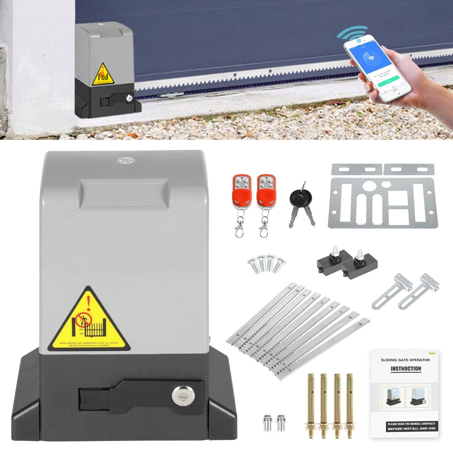 Schiebetorantrieb Garagentorantrieb mit App-Steuerung 370W/550W | Brehn
