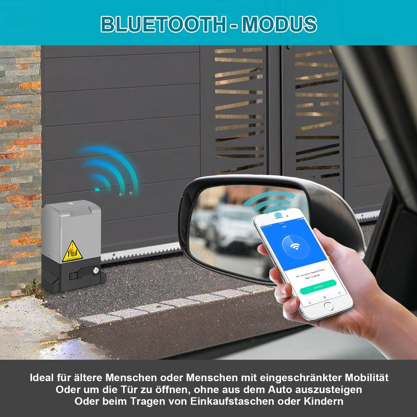 Schiebetorantrieb Garagentorantrieb mit App-Steuerung 370W/550W | Brehn
