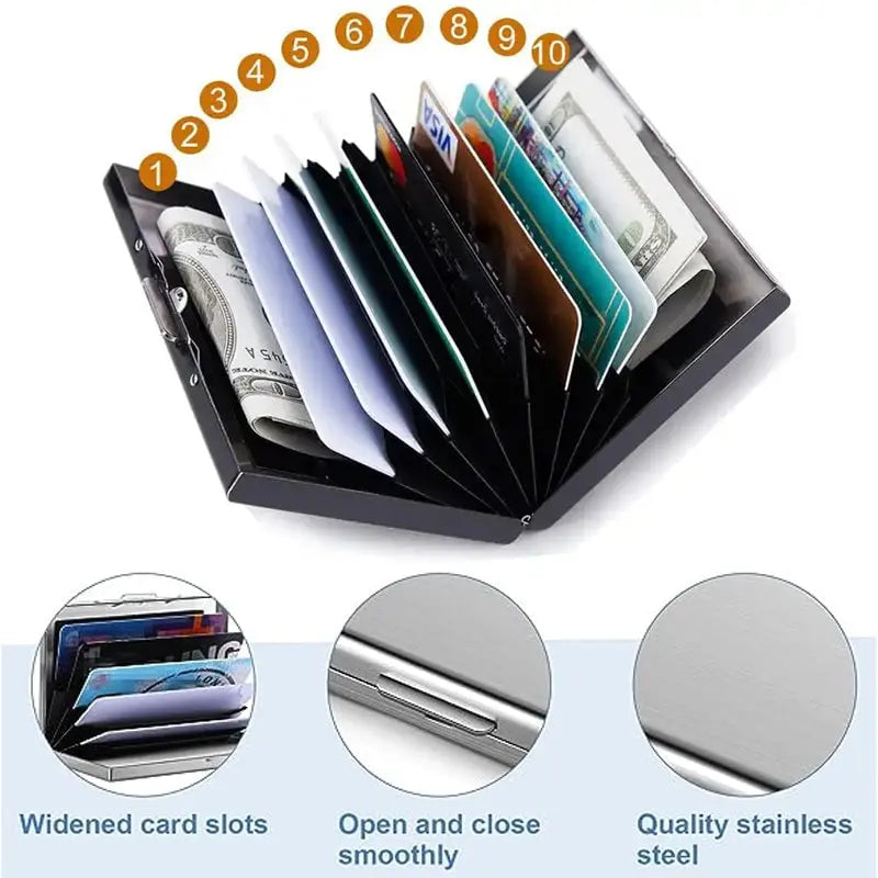 Slim RFID-blockierende Edelstahl-Geldbörse für Karten