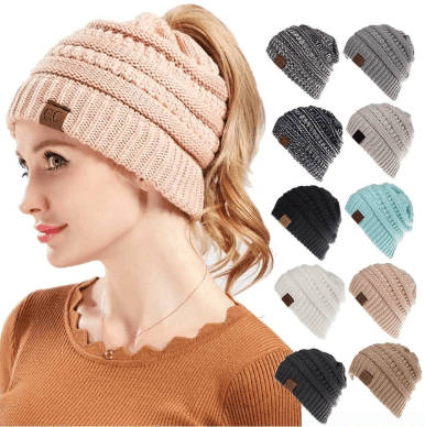 Brehn | Pferdeschwanz Beanie Mütze für Frauen