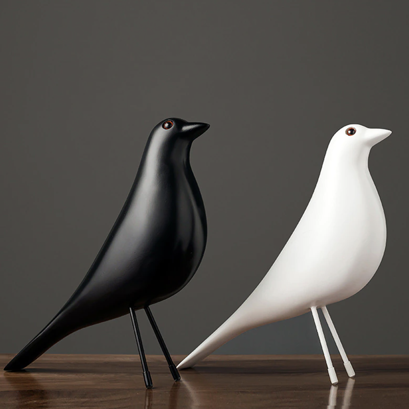 Scandi House Bird – Nordische Dekorative Figur in Schwarz oder Weiß | Brehn