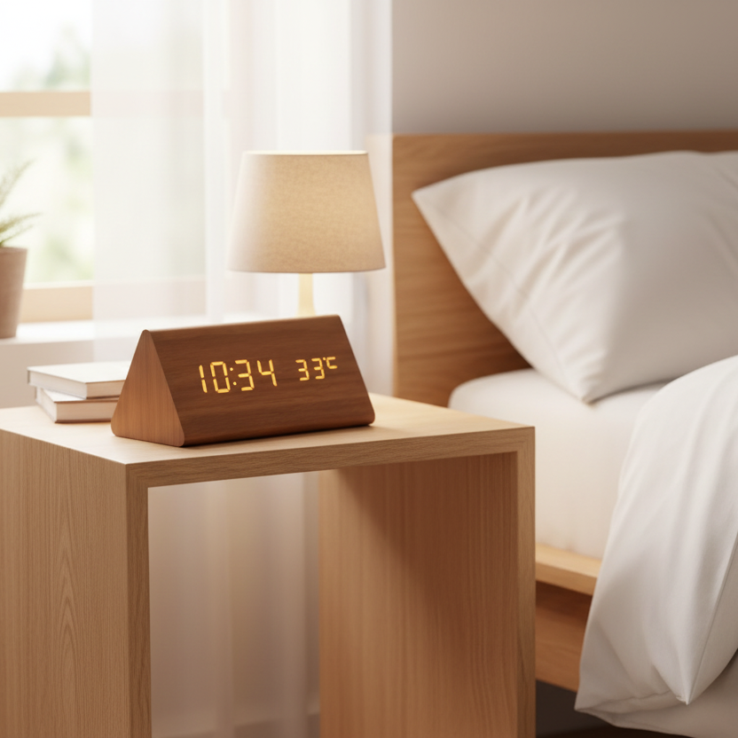 Sprachgesteuertes LED Holz Uhr | Brehn