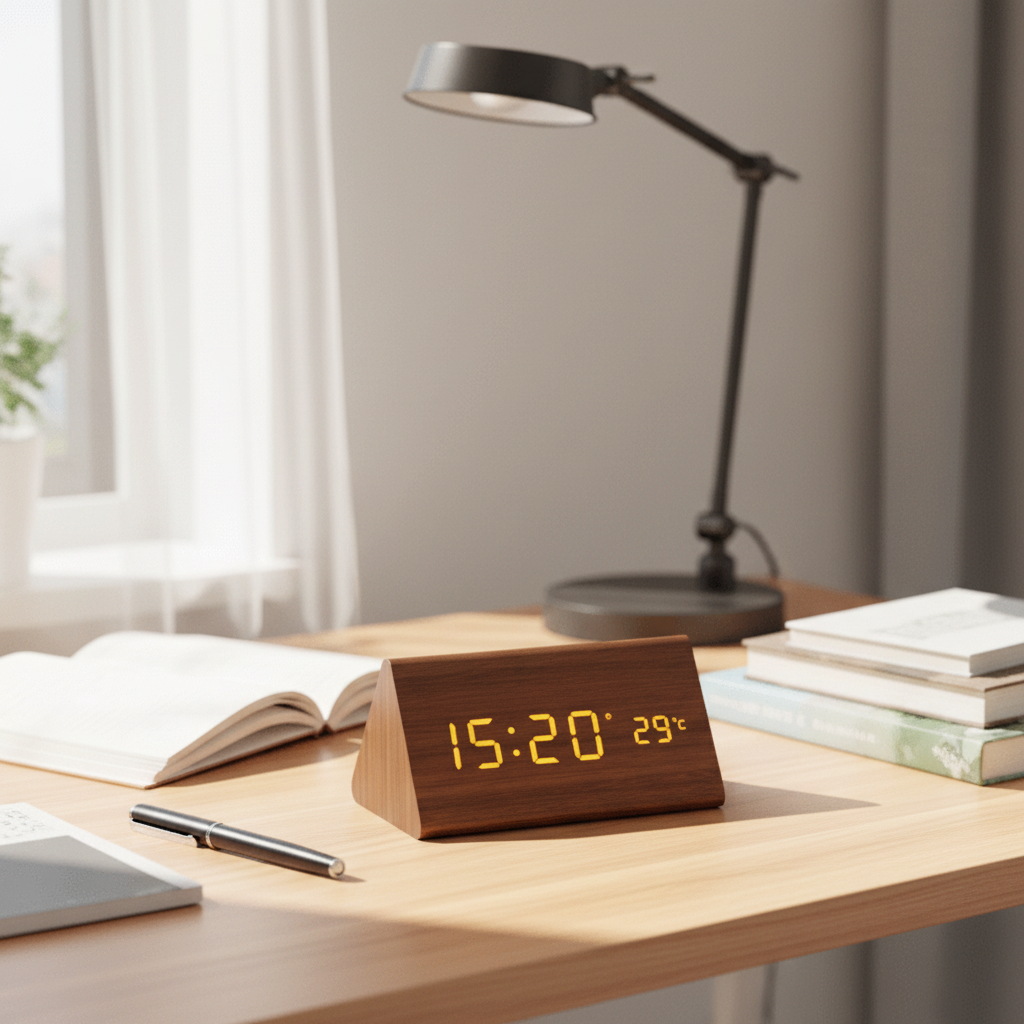 Sprachgesteuertes LED Holz Uhr | Brehn