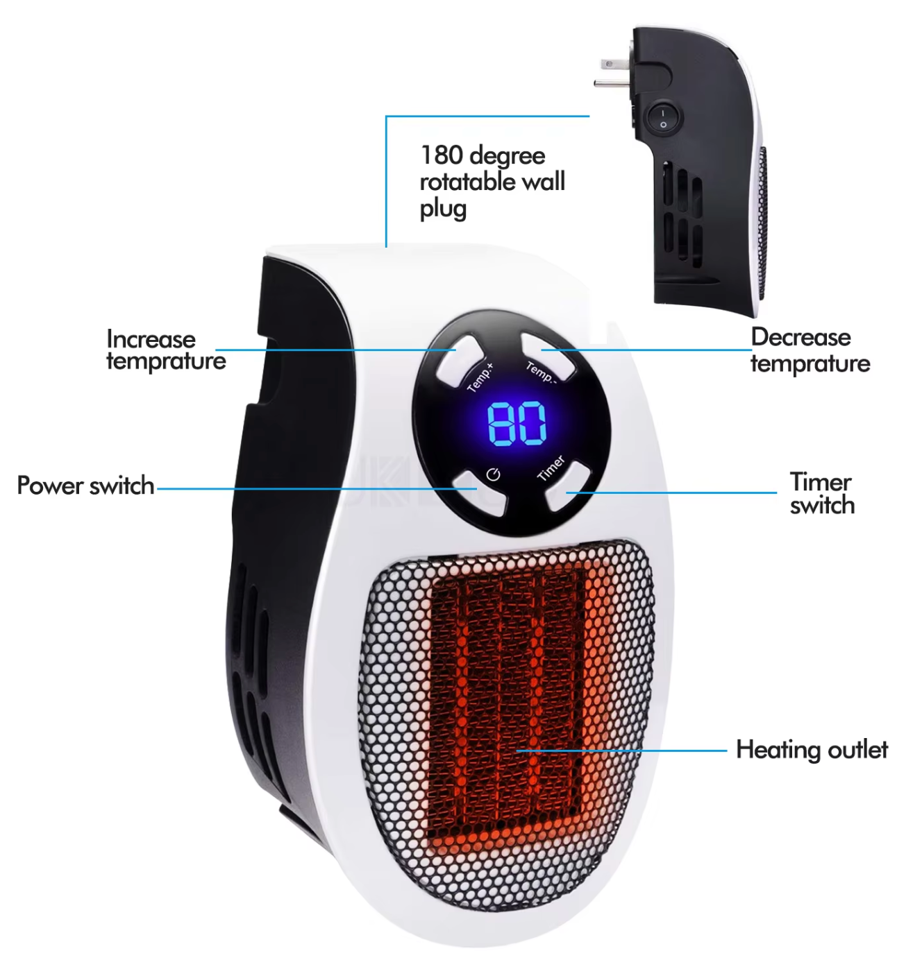 Brehn | LuxaHeat Eleganter Heizlüfter | Tragbarer Heizlüfter für angenehme Wärme überall