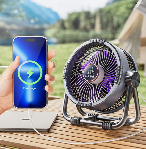 Riley 3-in-1 Campingventilator mit LED und Powerbank – 20.000mAh Outdoorventilator mit Haken & Fernbedienung | Brehn