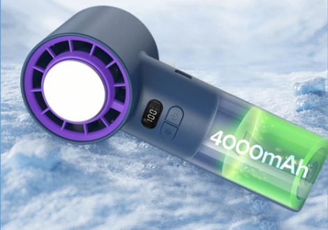 Skye Mini Ventilator mit Kühlplatte – Tragbarer Ventilator mit 100 Geschwindigkeiten und verstellbarem Luftzug | Brehn