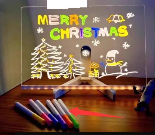 Brehn | USB LED Notizboard mit 12 Farbstiften - Leuchtende Nachrichtenboard für Büro & Zuhause