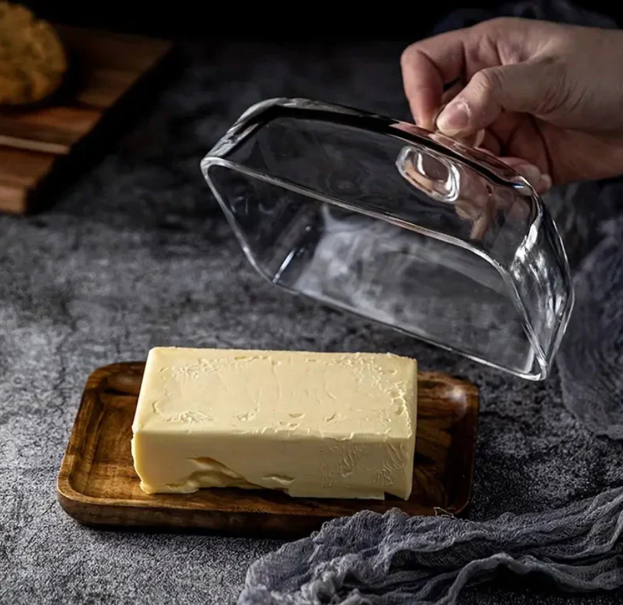 ButterVault Butterdose mit Glasdeckel und Holzbasis | Brehn