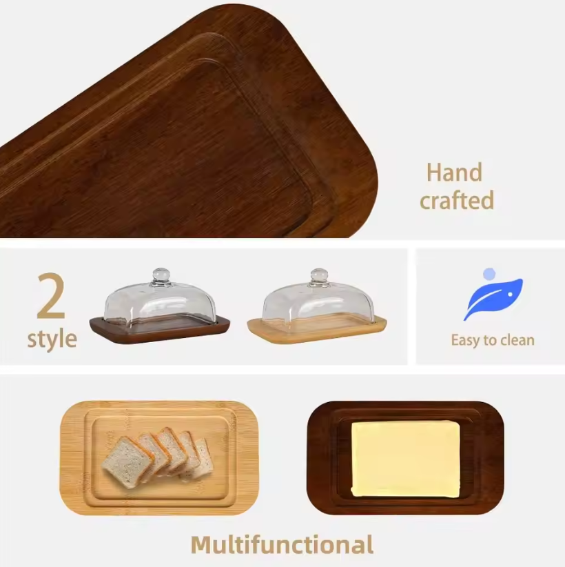 ButterVault Butterdose mit Glasdeckel und Holzbasis | Brehn