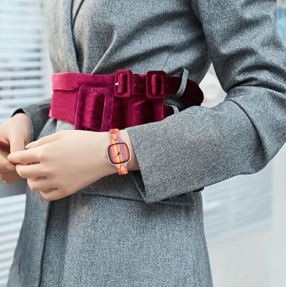 Brehn | Buntes Bambus Holzuhr - Armband-Uhr