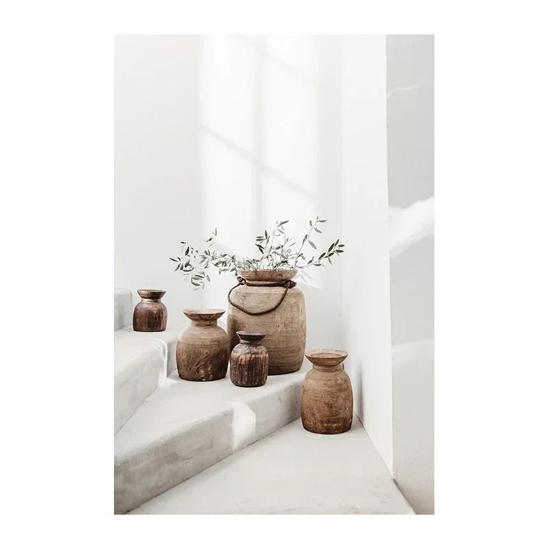 Neutrale Farben Terrakotta Stillleben Vase Wandkunst Fine Art Leinwanddrucke Poster Architekturfotos für modernes Wohnzimmer Schlafzimmer Wohnkultur | Brehn
