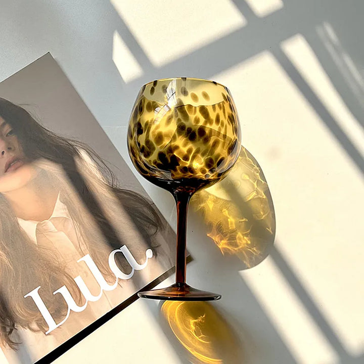 Brehn | Vintage Amber Leopard-Print Weinglas