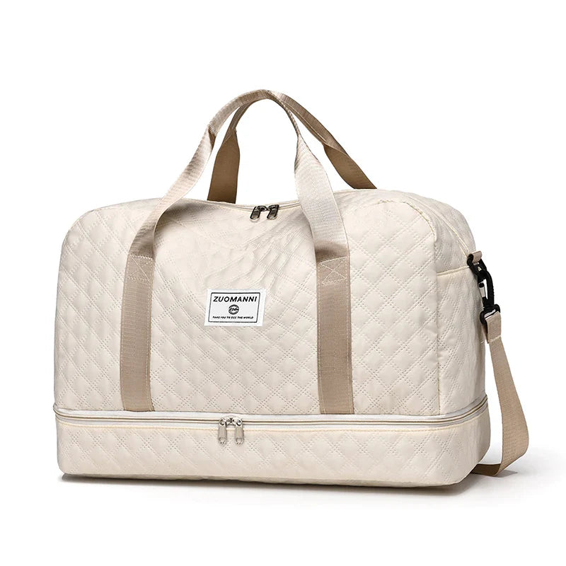 Brehn | Raumio TravelFlex Leichte Reisetasche mit Rautenmuster | Große Sport- & Wochenendtasche mit Schuhfach & Nassfach | Handgepäcktauglich & faltbar