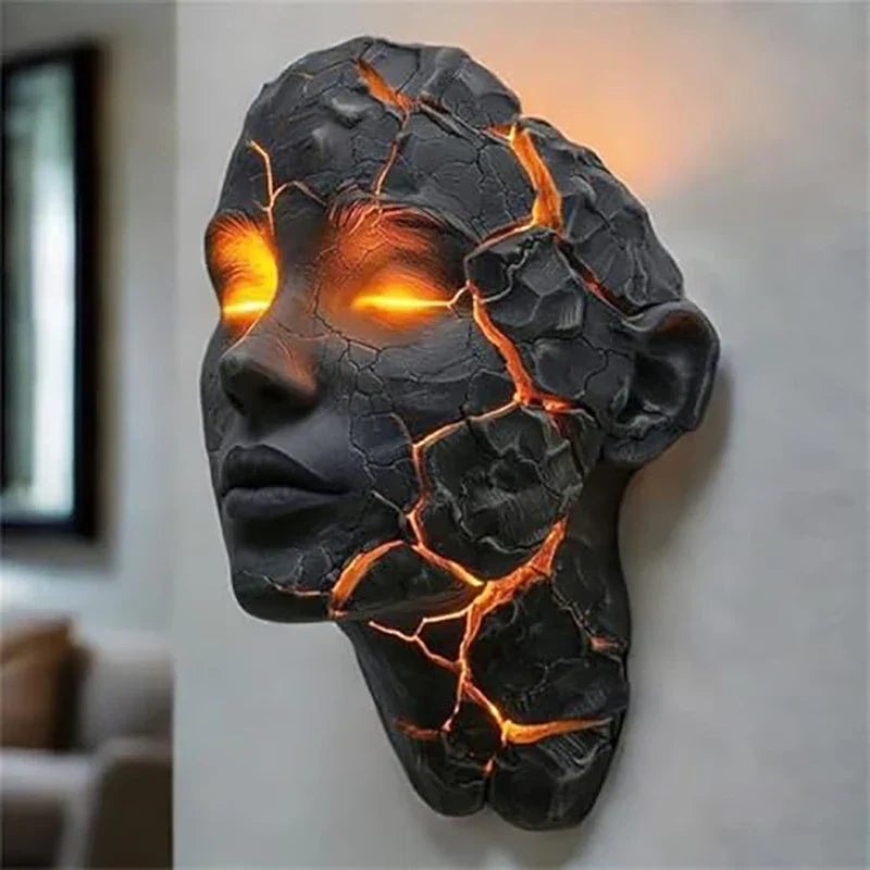 Vulkanische Gesichts Lava Riss Wandkunst Lampe | Brehn