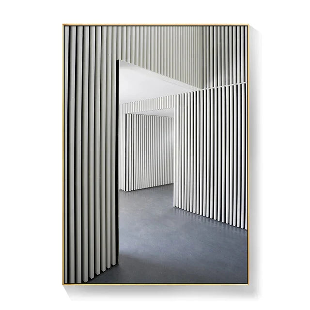Schwarz Weiß Architektonische Innenräume Wandkunst Fine Art Leinwanddrucke Druckbilder für modernes Loft Wohnzimmer Büro Dekor | Brehn
