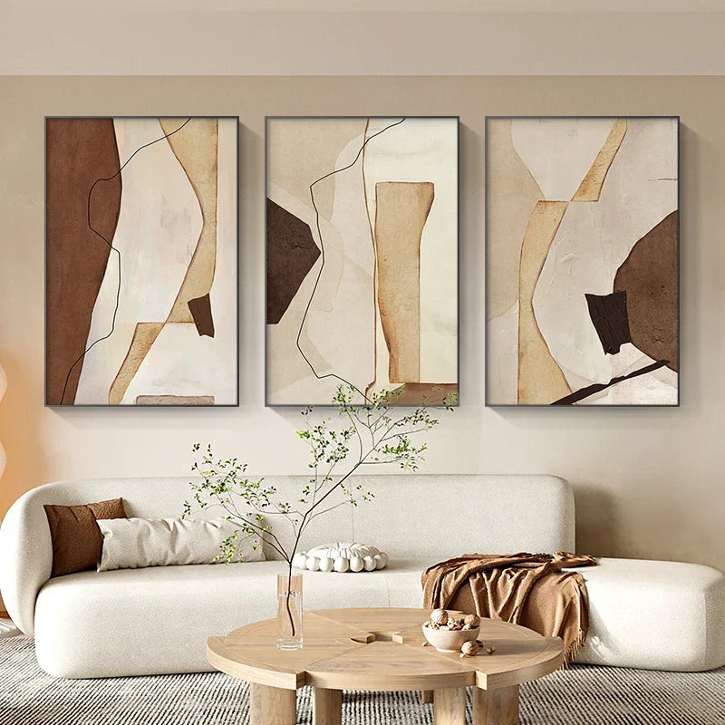 Nordic Abstract Braun Beige Geometrisch Farbblock Wandkunst Feine Kunst Leinwanddrucke Neutrale Töne Bilder Für Wohnzimmer Büro Dekor | Brehn