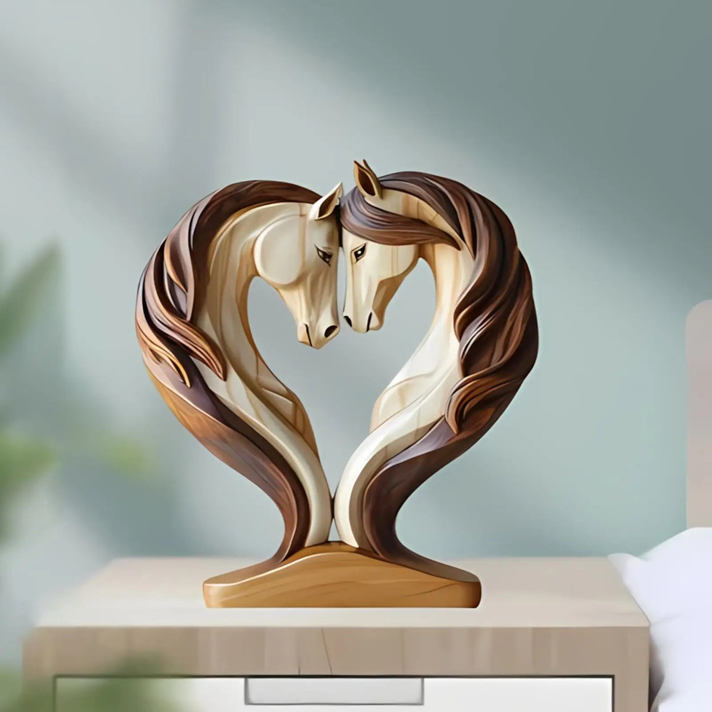Brehn | Equora Horse Sculpture | Horse Sculpture Wood | 2D Design in Embrace Pose | Decoration for Living Room, Office & Children's Room