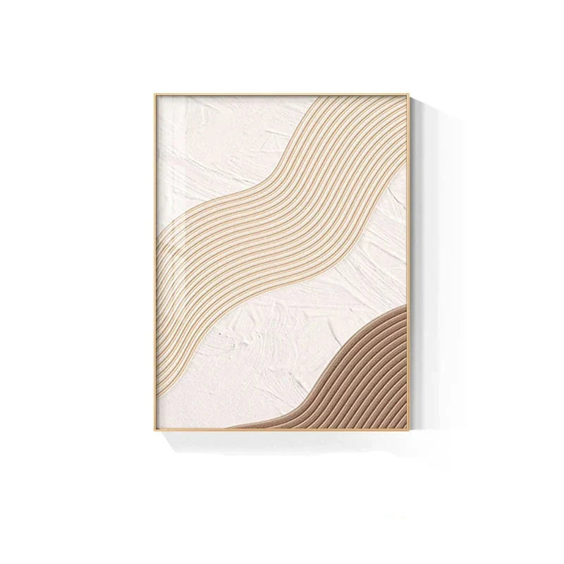 Moderne abstrakte beige geometrische Linien Wandkunst Fine Art Leinwanddrucke Bilder für Wohnzimmer Esszimmer Home Office Dekor | Brehn