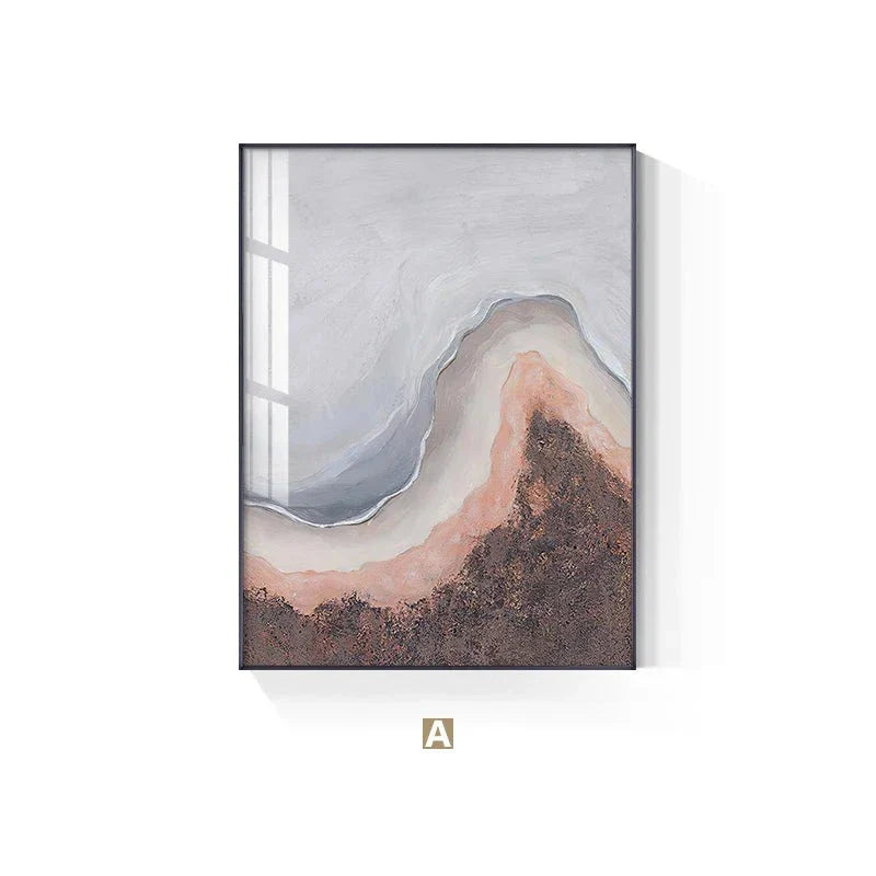 Neutrale Farbtöne Rosa Abstrakte Ozean Küstenlinie Wandkunst Feine Kunst Leinwanddrucke Minimalistische Bilder für Wohnraum Schlafzimmer Kunst Dekoration | Brehn