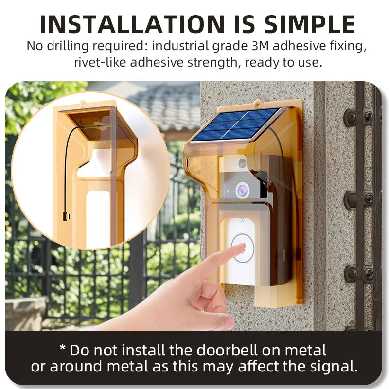 Brehn | SecuraSun DoorCam Kabellose HD-Video-Türklingel mit Solar-Ladung & WLAN | IP65 Wasserdicht