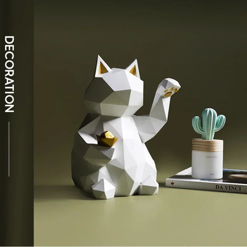 Nordic Minimalismus Geometrie Glückskatze Statuen | Brehn